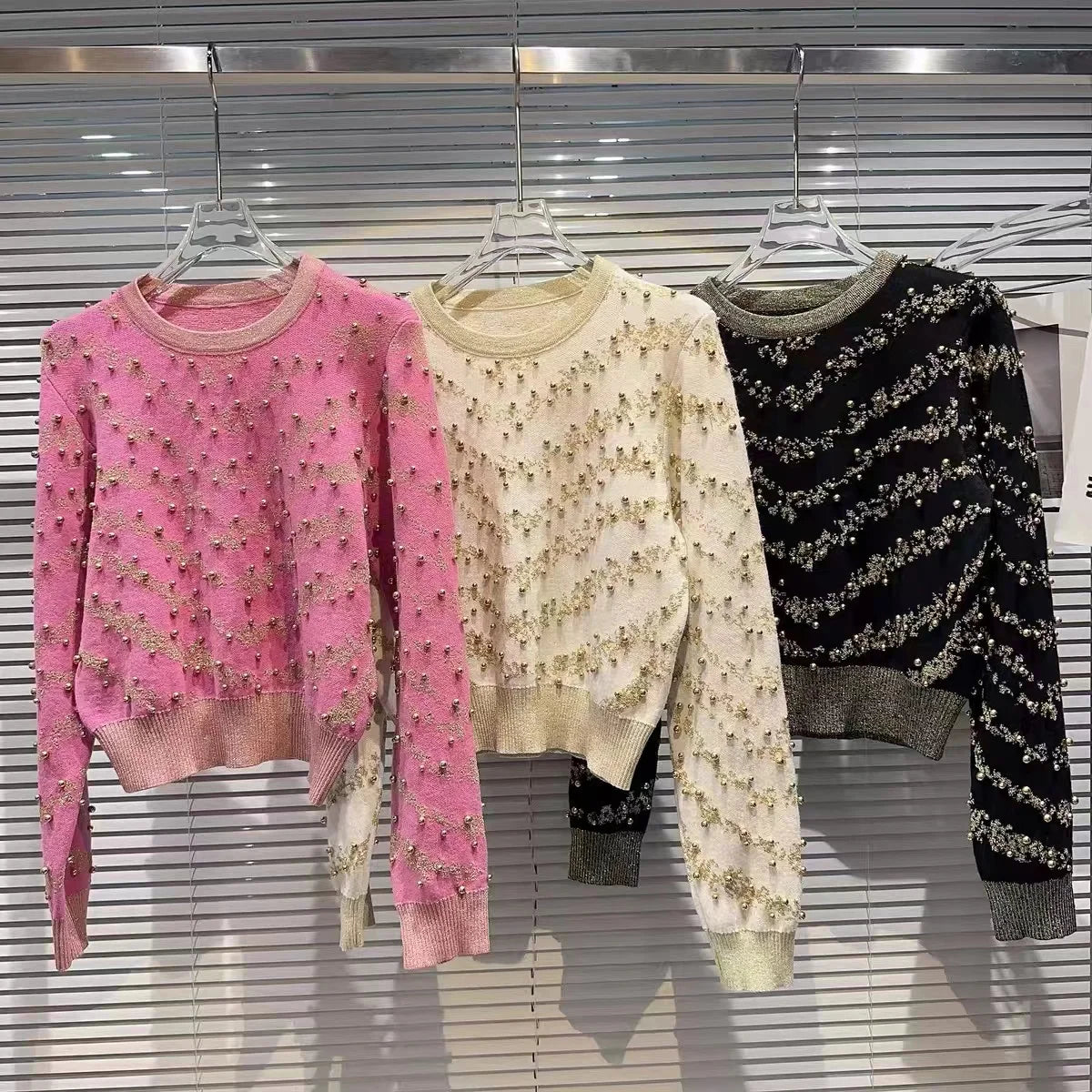 Gekralen gouden draad gebreide trui pullover dames vintage stijlvolle elegante chique tops herfst winter lange mouw o-hals truien 