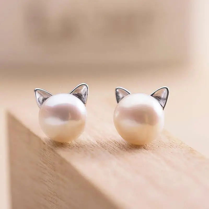 C Fashion Earings Jewelry Silver Color Small Pearl Cat Stud Earrings for Women Girls Summer Daisy Flower Earring Pendientes - CHRISTDEST GLOBAL SERVICE