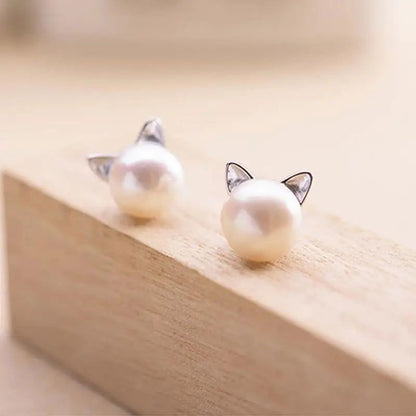C Fashion Earings Jewelry Silver Color Small Pearl Cat Stud Earrings for Women Girls Summer Daisy Flower Earring Pendientes - CHRISTDEST GLOBAL SERVICE