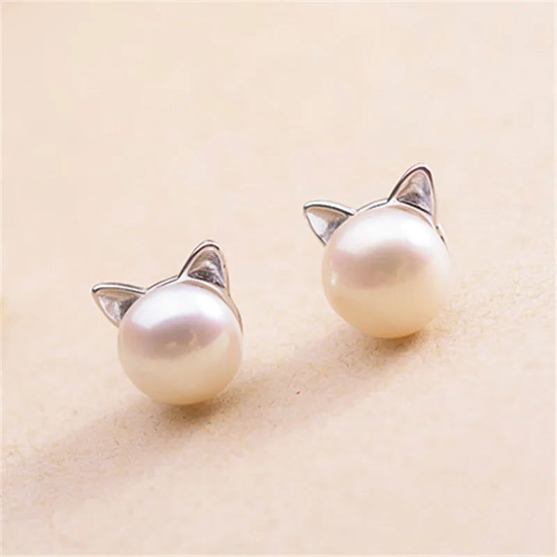 C Fashion Earings Jewelry Silver Color Small Pearl Cat Stud Earrings for Women Girls Summer Daisy Flower Earring Pendientes - CHRISTDEST GLOBAL SERVICE