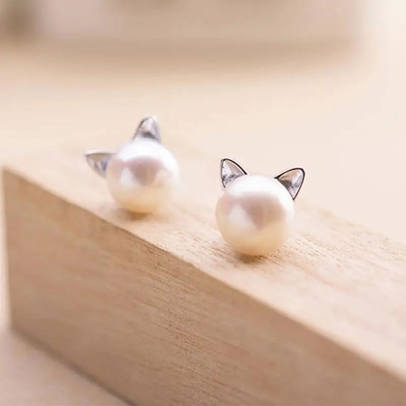 C Fashion Earings Jewelry Silver Color Small Pearl Cat Stud Earrings for Women Girls Summer Daisy Flower Earring Pendientes - CHRISTDEST GLOBAL SERVICE