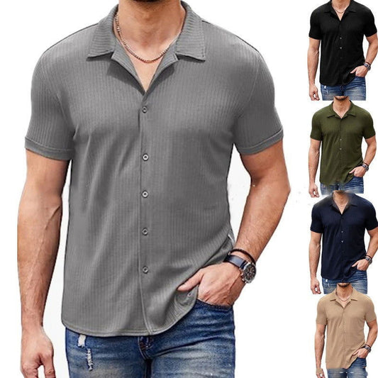 Casual Collar Short Sleeve  Polo Shirt With Button Men's Cotton Blend Shirt - CHRISTDEST GLOBAL SERVICE