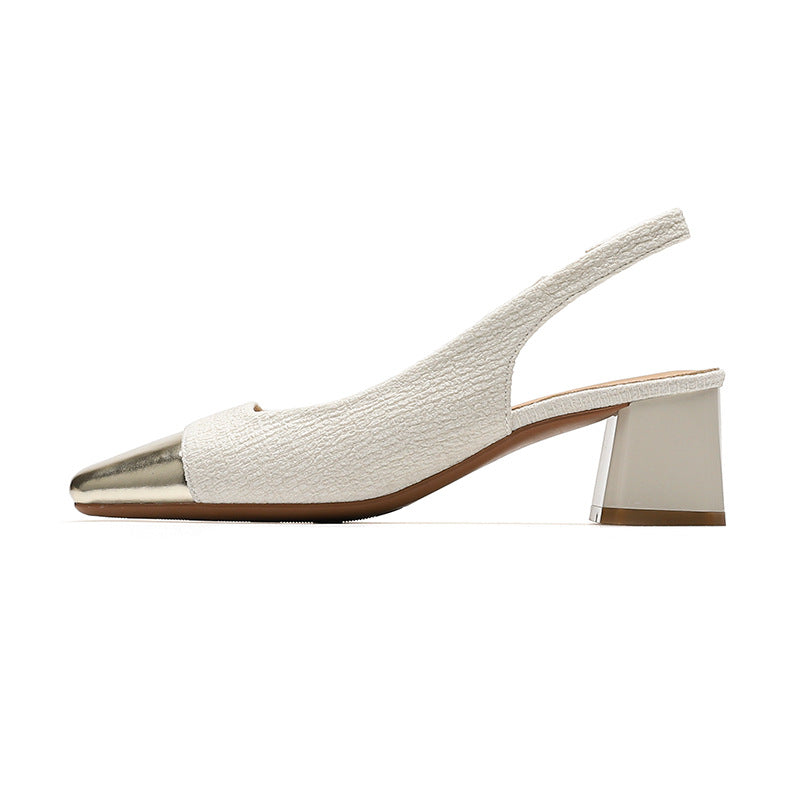 Chunky Heel French Gold Toe Single-layer Shoes - CHRISTDEST GLOBAL SERVICE