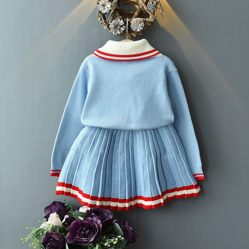College Style Long-sleeved Pullover Knit Short Skirt Suit - CHRISTDEST GLOBAL SERVICE