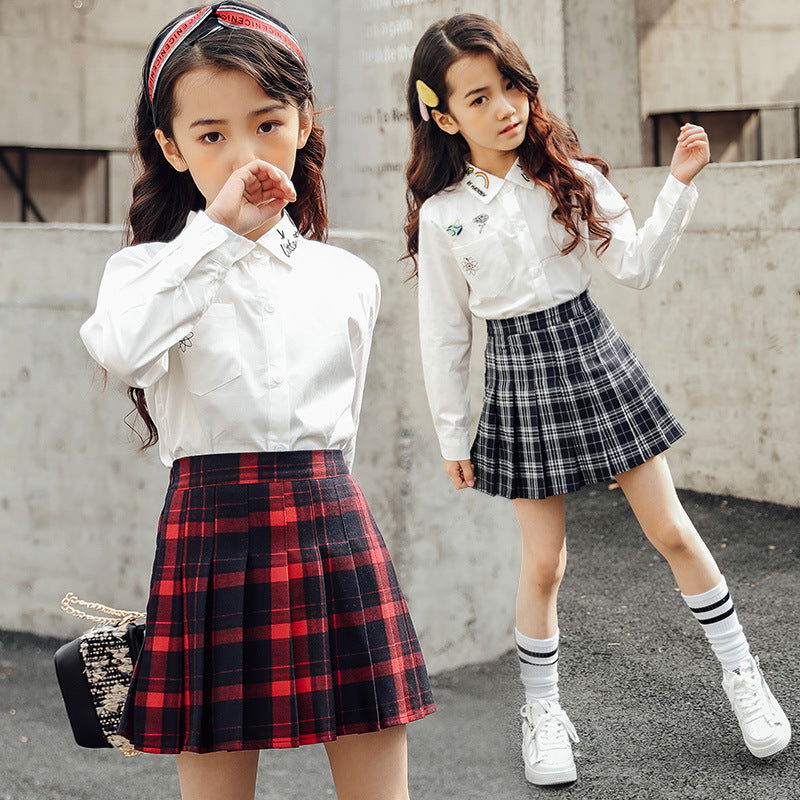 Colorful Red Tartan Skirt Versatile College Style Girl's Miniskirt - CHRISTDEST GLOBAL SERVICE