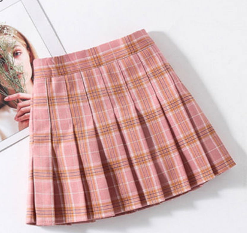 Colorful Red Tartan Skirt Versatile College Style Girl's Miniskirt - CHRISTDEST GLOBAL SERVICE