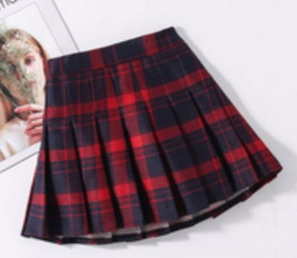 Colorful Red Tartan Skirt Versatile College Style Girl's Miniskirt - CHRISTDEST GLOBAL SERVICE