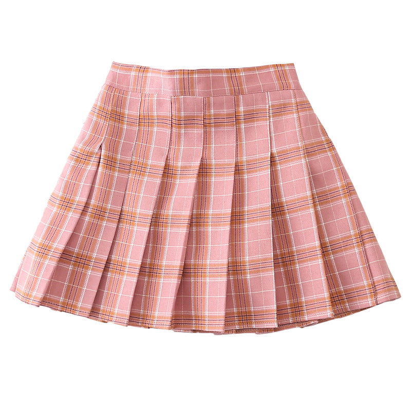 Colorful Red Tartan Skirt Versatile College Style Girl's Miniskirt - CHRISTDEST GLOBAL SERVICE
