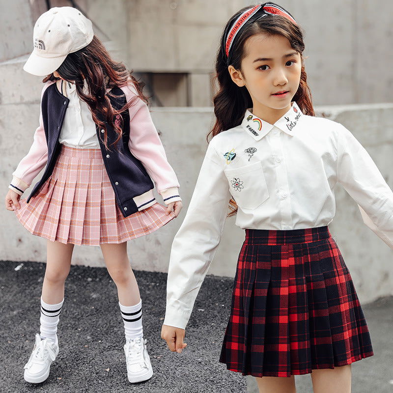 Colorful Red Tartan Skirt Versatile College Style Girl's Miniskirt - CHRISTDEST GLOBAL SERVICE