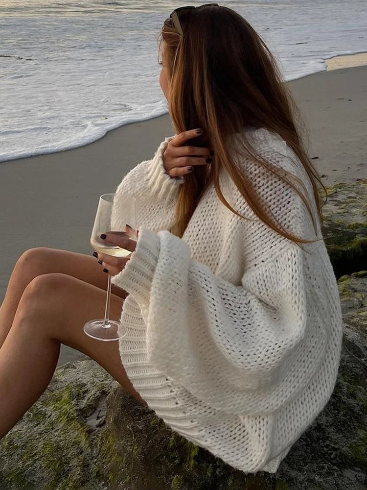 Herfst nieuwe losse en luie trui dames dunne lange mouwen pullover losse gebreide trui top