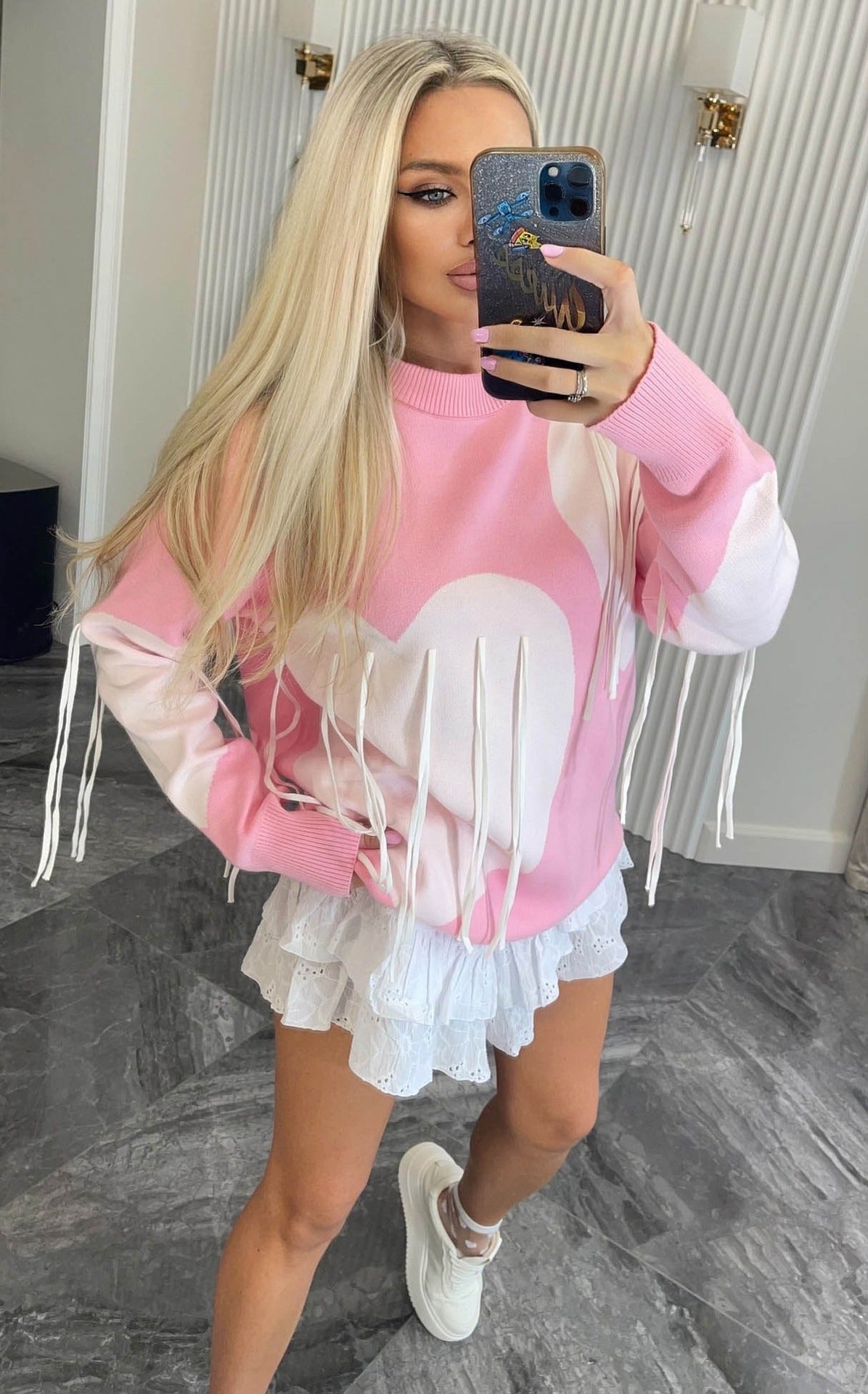 Love tassel autumn and winter sweater women's new round neck fashionable pullover top knitted sweater