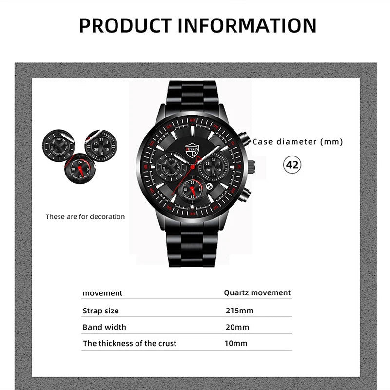 DEYROS Fashion Mens Watches Male Stainless Steel Quartz Wrist Watch Luminous Clock Men Sports Leather Bracelet - CHRISTDEST GLOBAL SERVICE