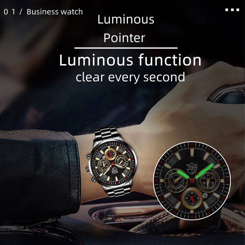DEYROS Fashion Mens Watches Male Stainless Steel Quartz Wrist Watch Luminous Clock Men Sports Leather Bracelet - CHRISTDEST GLOBAL SERVICE