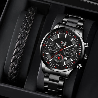 DEYROS Fashion Mens Watches Male Stainless Steel Quartz Wrist Watch Luminous Clock Men Sports Leather Bracelet - CHRISTDEST GLOBAL SERVICE