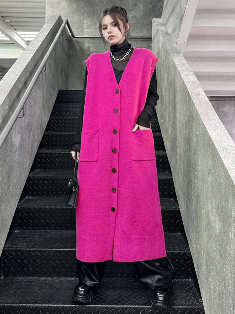 Knitted vest skirt women's layered sleeveless vest woolen dress cardigan jacket