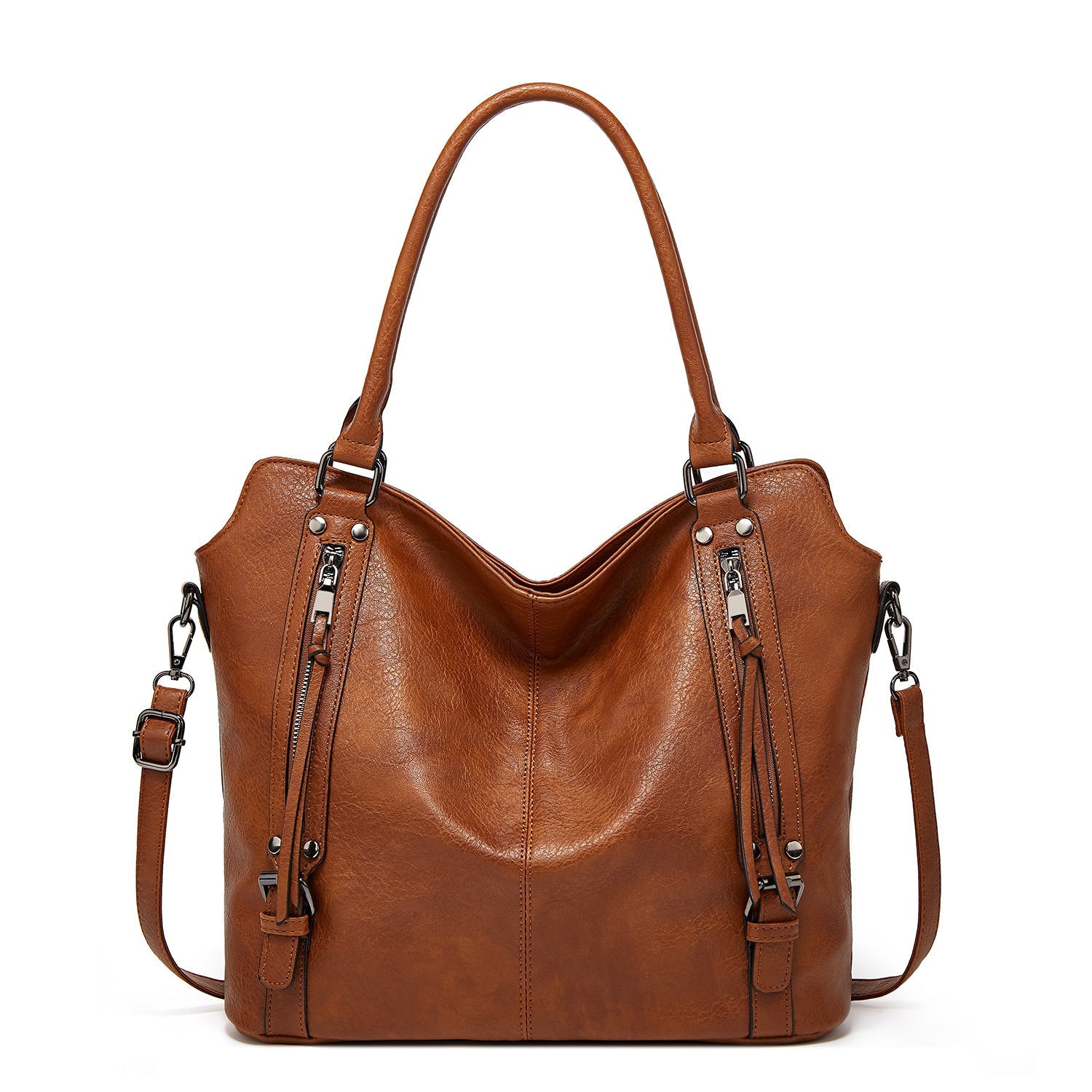 Double Zipper Design Tote Bag Large Capacity Shoulder Crossbody Bag For Women Handbags - CHRISTDEST GLOBAL SERVICE