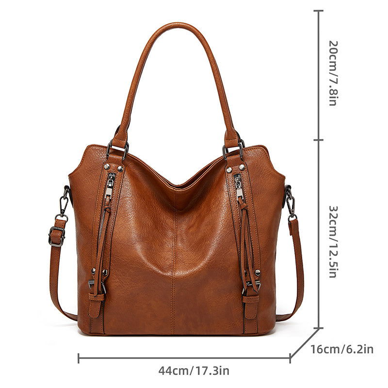 Double Zipper Design Tote Bag Large Capacity Shoulder Crossbody Bag For Women Handbags - CHRISTDEST GLOBAL SERVICE