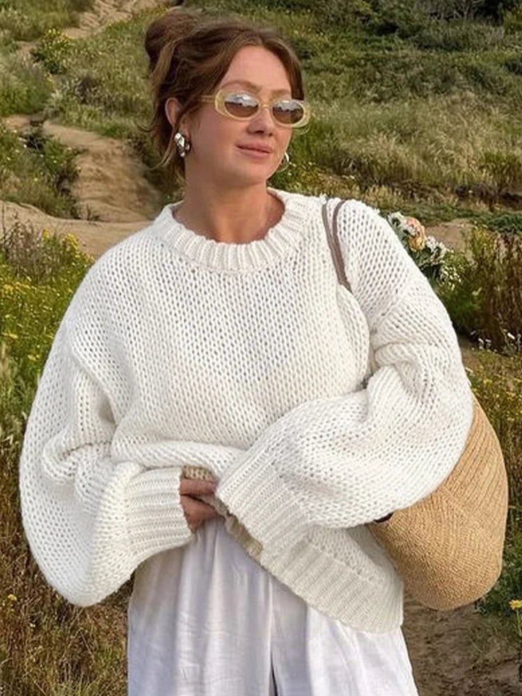 Herfst nieuwe losse en luie trui dames dunne lange mouwen pullover losse gebreide trui top