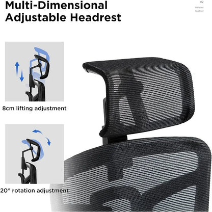 E8 Ergonomic Office Chair Elastic Adaptative Adjustment Back Lumbar Support Computer Chair High-Density Breathable Mesh - CHRISTDEST GLOBAL SERVICE