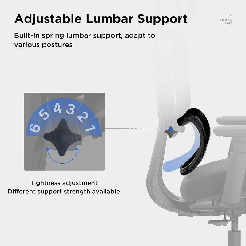 E8 Ergonomic Office Chair Elastic Adaptative Adjustment Back Lumbar Support Computer Chair High-Density Breathable Mesh - CHRISTDEST GLOBAL SERVICE
