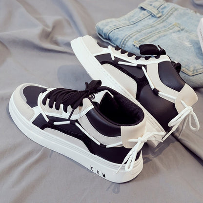 New high top comfortable trendy shoes for men, versatile casual sports board shoes, white cloth shoes, leather shoes