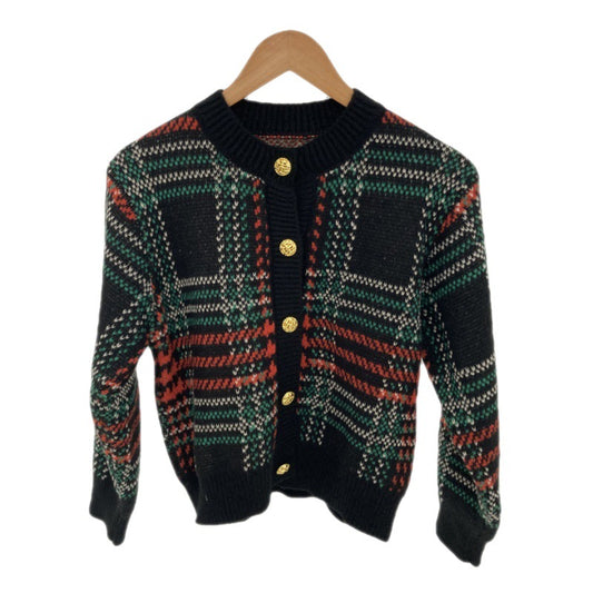 Korea Vintage Knitted Autumn Sweater Coat Women Striped Plaid Print Knitwear Ladies Cropped Cardigans Casual Loose Woman Tops