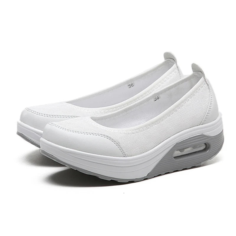 EOFK Summer Autumn Women Platform Flats Loafers Casual Sneakers Air Cushion Comfort Plain Slip-on Lady Boat Shoes - CHRISTDEST GLOBAL SERVICE