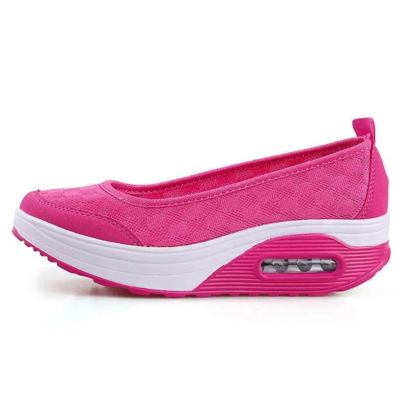 EOFK Summer Autumn Women Platform Flats Loafers Casual Sneakers Air Cushion Comfort Plain Slip-on Lady Boat Shoes - CHRISTDEST GLOBAL SERVICE