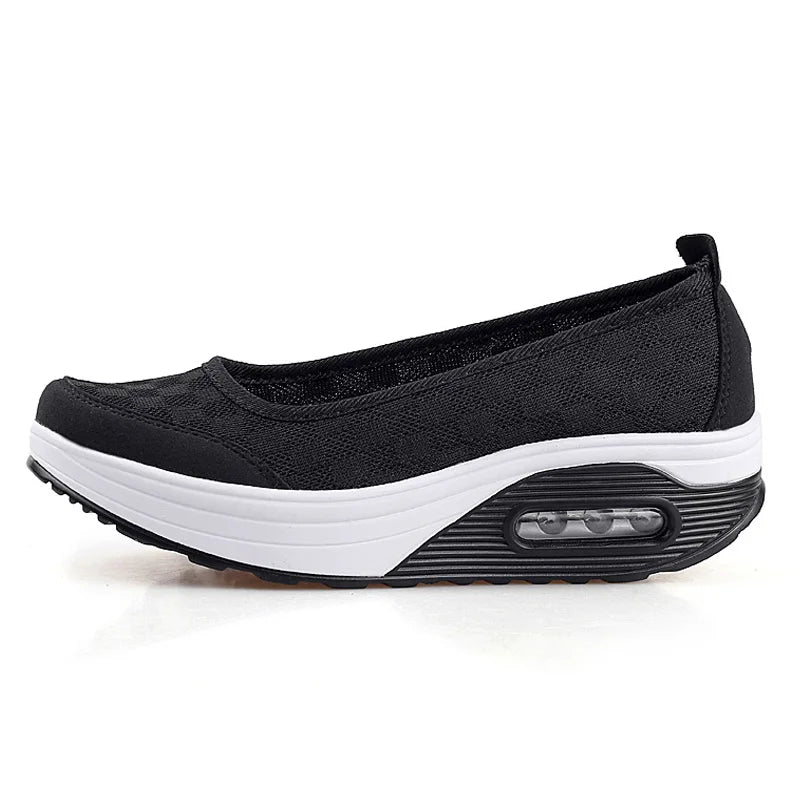 EOFK Summer Autumn Women Platform Flats Loafers Casual Sneakers Air Cushion Comfort Plain Slip-on Lady Boat Shoes - CHRISTDEST GLOBAL SERVICE