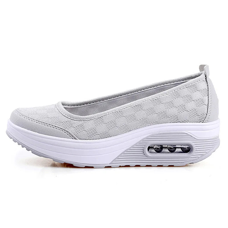 EOFK Summer Autumn Women Platform Flats Loafers Casual Sneakers Air Cushion Comfort Plain Slip-on Lady Boat Shoes - CHRISTDEST GLOBAL SERVICE