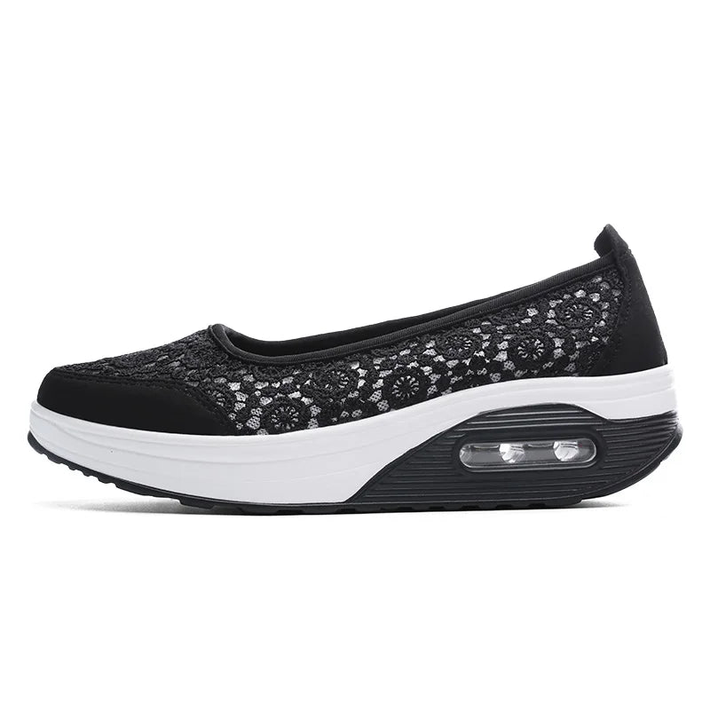 EOFK Summer Autumn Women Platform Flats Loafers Casual Sneakers Air Cushion Comfort Plain Slip-on Lady Boat Shoes - CHRISTDEST GLOBAL SERVICE