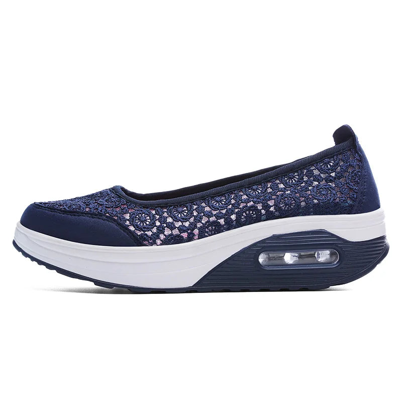 EOFK Summer Autumn Women Platform Flats Loafers Casual Sneakers Air Cushion Comfort Plain Slip-on Lady Boat Shoes - CHRISTDEST GLOBAL SERVICE