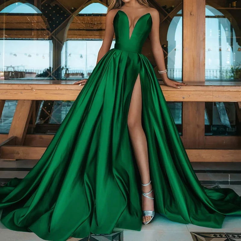 Elegant Wedding Dress Chic Women Luxury Gowns Fold Party Dress Spring Summer Off Shoulder High Split Dresses in Special Occasion - CHRISTDEST GLOBAL SERVICE