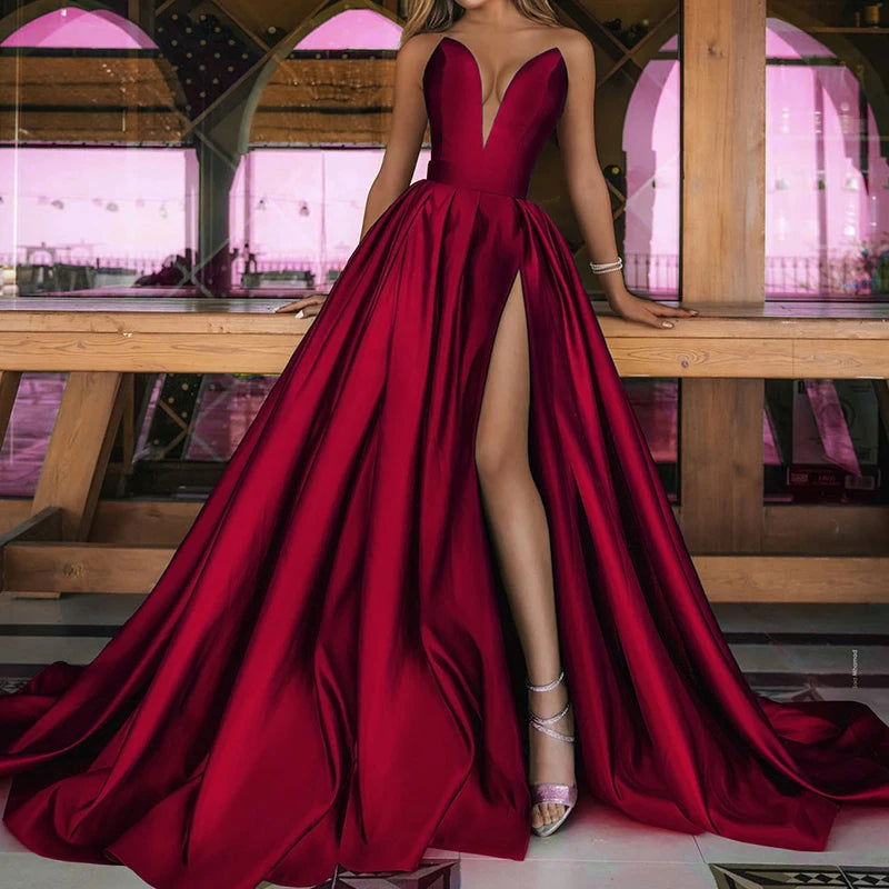 Elegant Wedding Dress Chic Women Luxury Gowns Fold Party Dress Spring Summer Off Shoulder High Split Dresses in Special Occasion - CHRISTDEST GLOBAL SERVICE