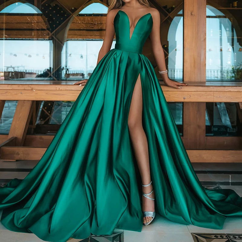 Elegant Wedding Dress Chic Women Luxury Gowns Fold Party Dress Spring Summer Off Shoulder High Split Dresses in Special Occasion - CHRISTDEST GLOBAL SERVICE