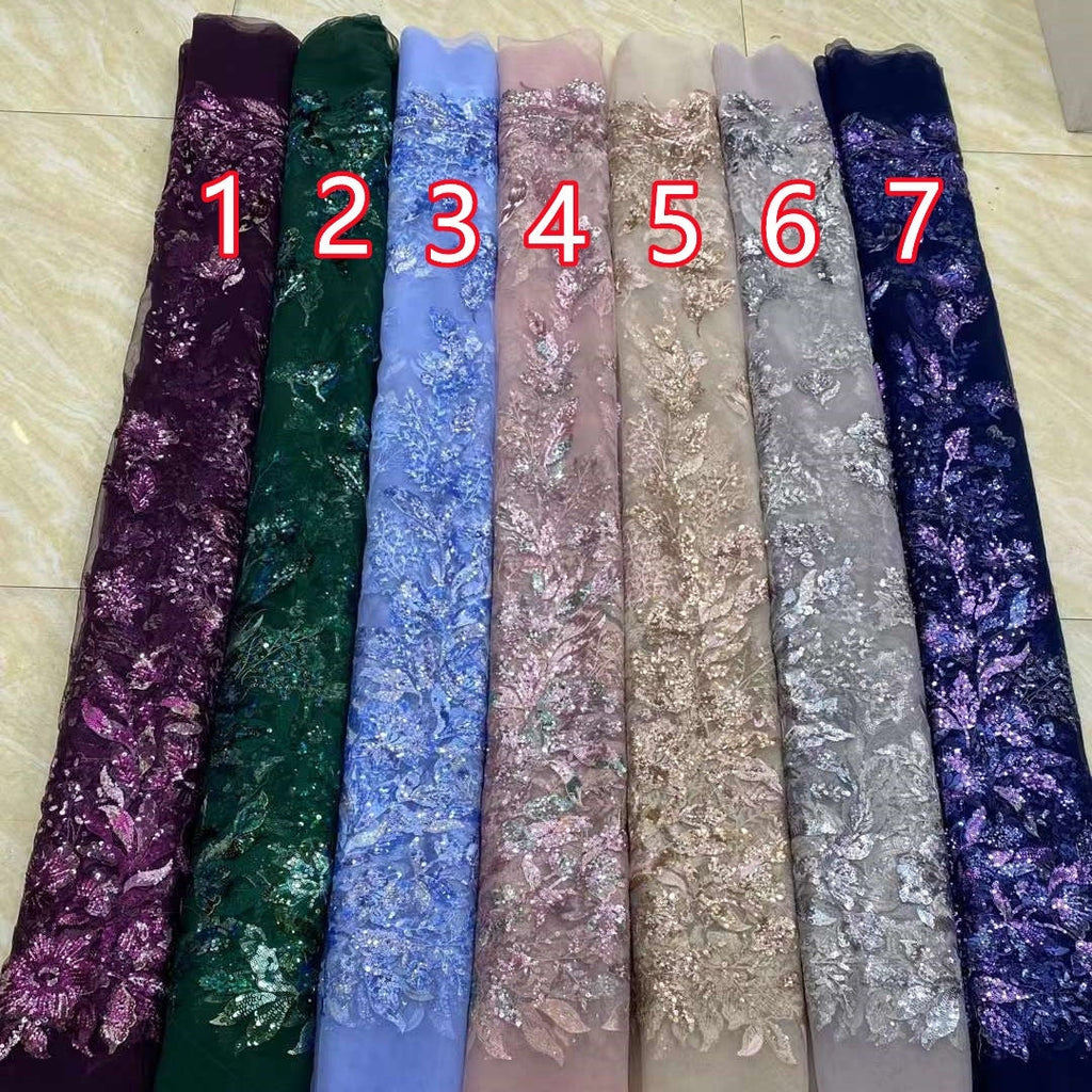 Embroidered Sequin Flower Antique DIY Soft Thin Mesh Lace Fabric - CHRISTDEST GLOBAL SERVICE