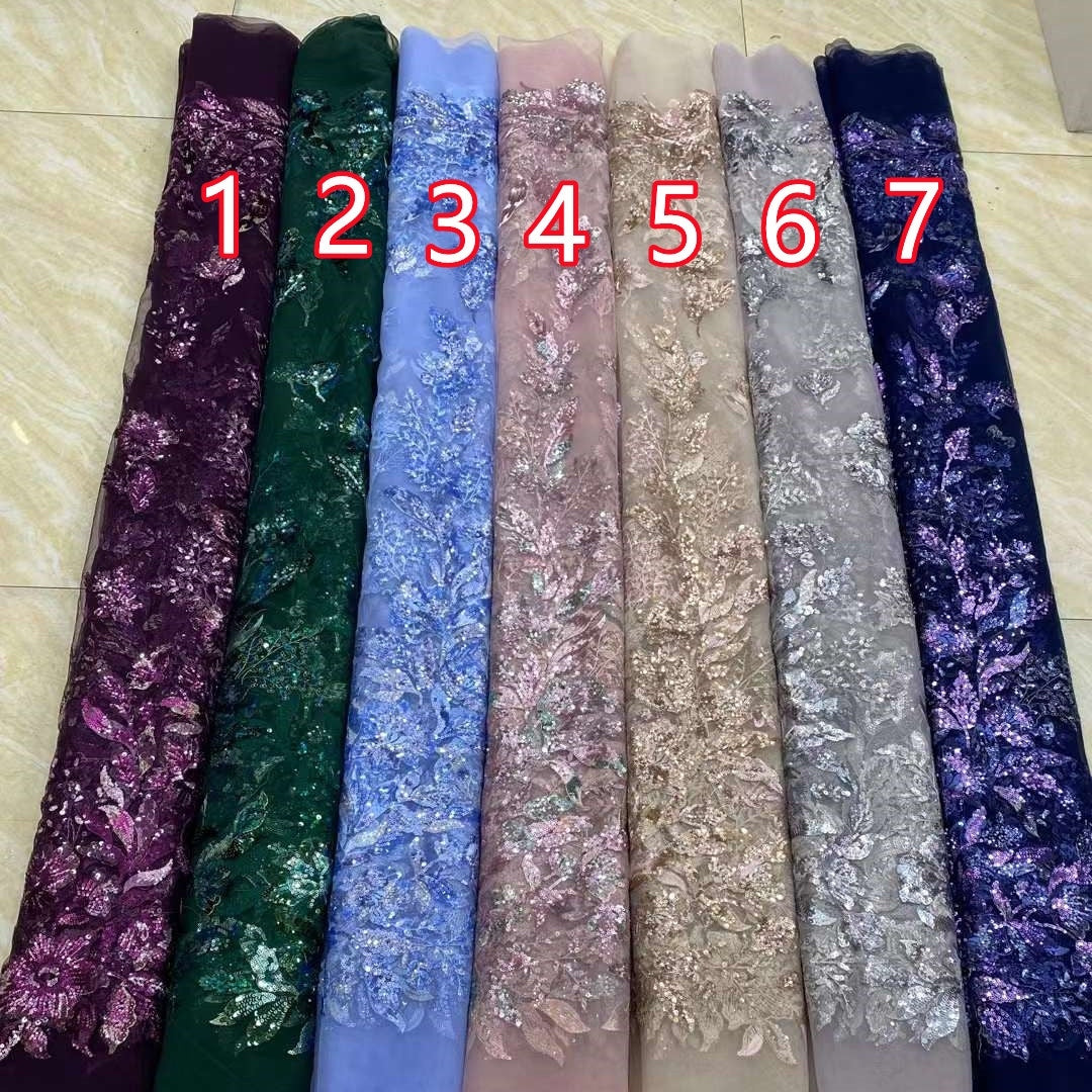 Embroidered Sequin Flower Antique DIY Soft Thin Mesh Lace Fabric - CHRISTDEST GLOBAL SERVICE