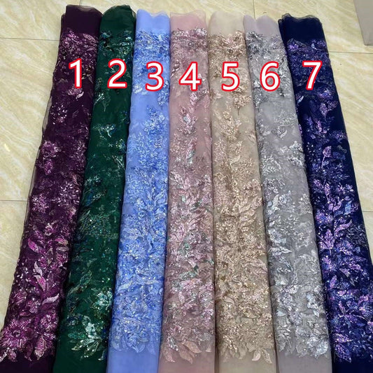 Embroidered Sequin Flower Antique DIY Soft Thin Mesh Lace Fabric - CHRISTDEST GLOBAL SERVICE