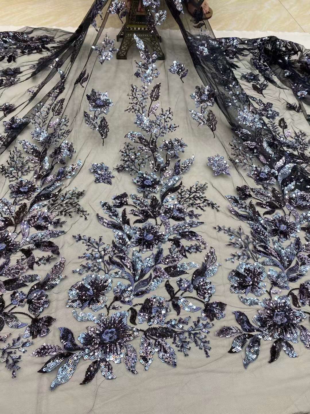 Embroidered Sequin Flower Antique DIY Soft Thin Mesh Lace Fabric - CHRISTDEST GLOBAL SERVICE