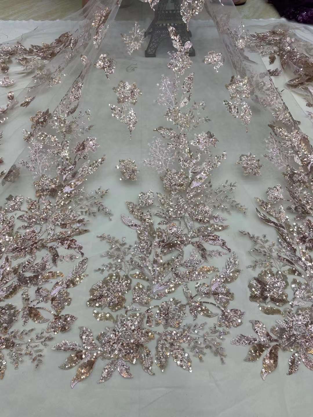Embroidered Sequin Flower Antique DIY Soft Thin Mesh Lace Fabric - CHRISTDEST GLOBAL SERVICE