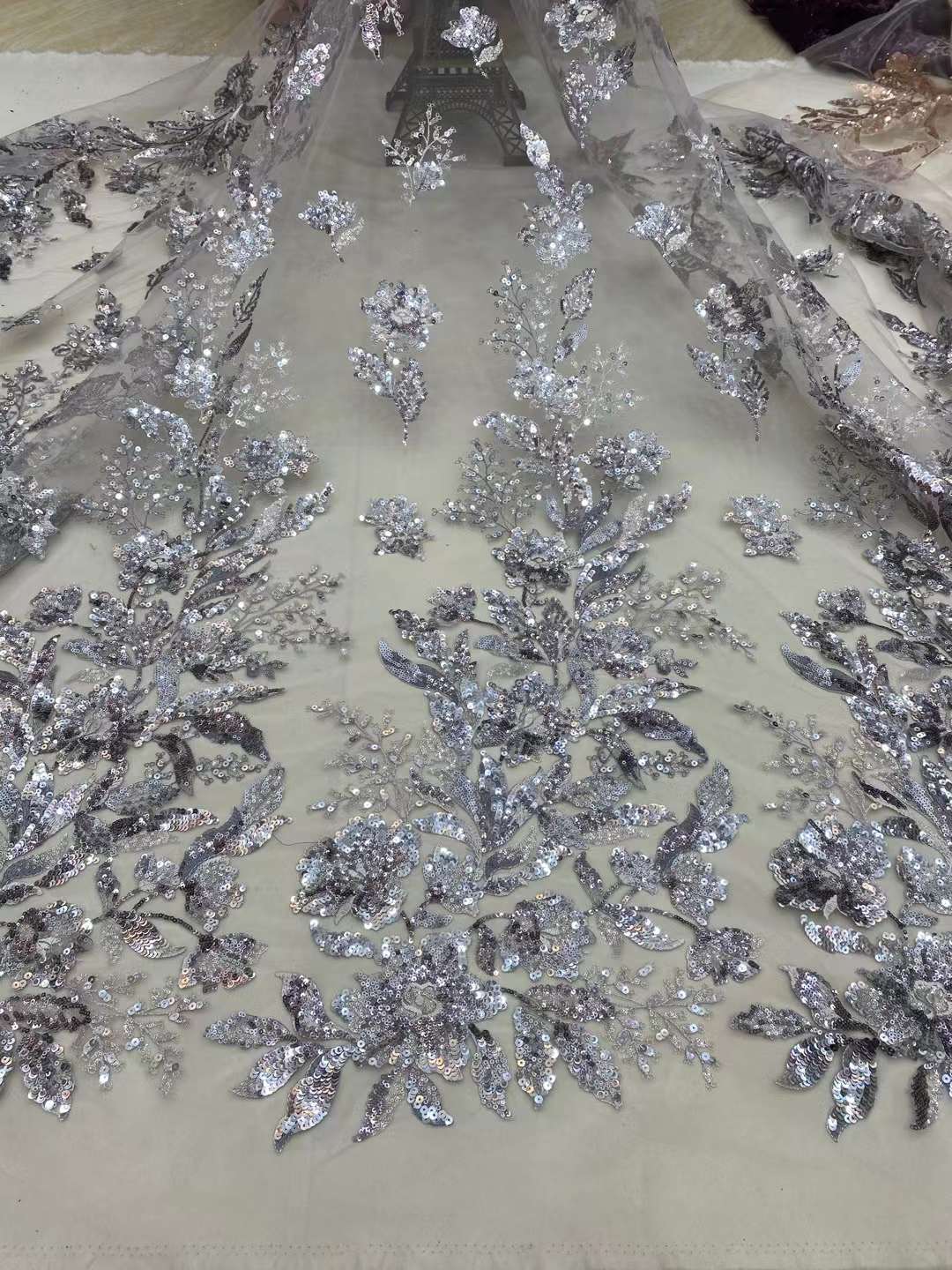 Embroidered Sequin Flower Antique DIY Soft Thin Mesh Lace Fabric - CHRISTDEST GLOBAL SERVICE