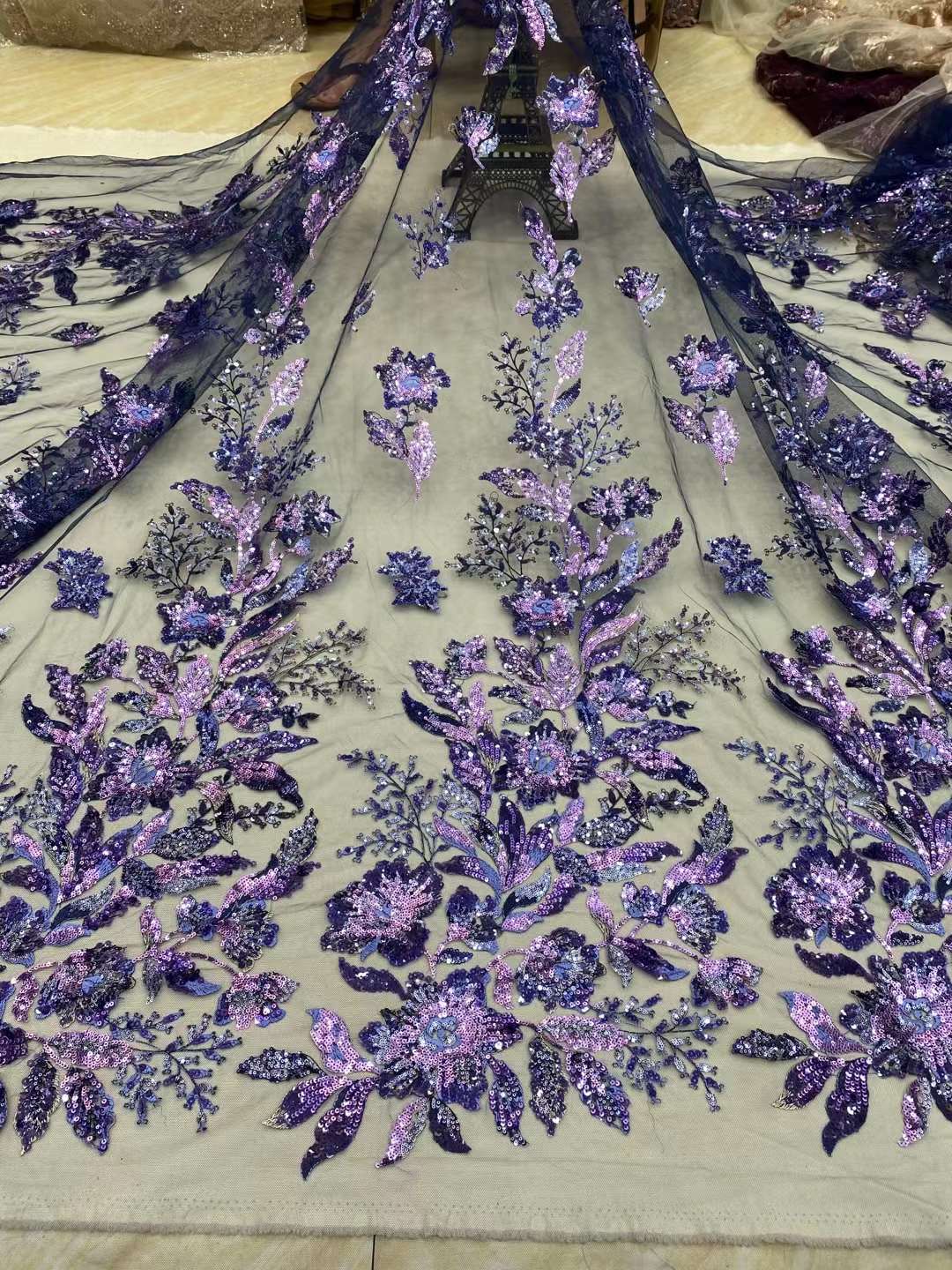 Embroidered Sequin Flower Antique DIY Soft Thin Mesh Lace Fabric - CHRISTDEST GLOBAL SERVICE