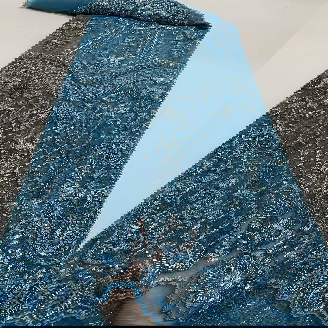 Embroidery Heavy Industry Beaded Tulle Lace Fabric - CHRISTDEST GLOBAL SERVICE