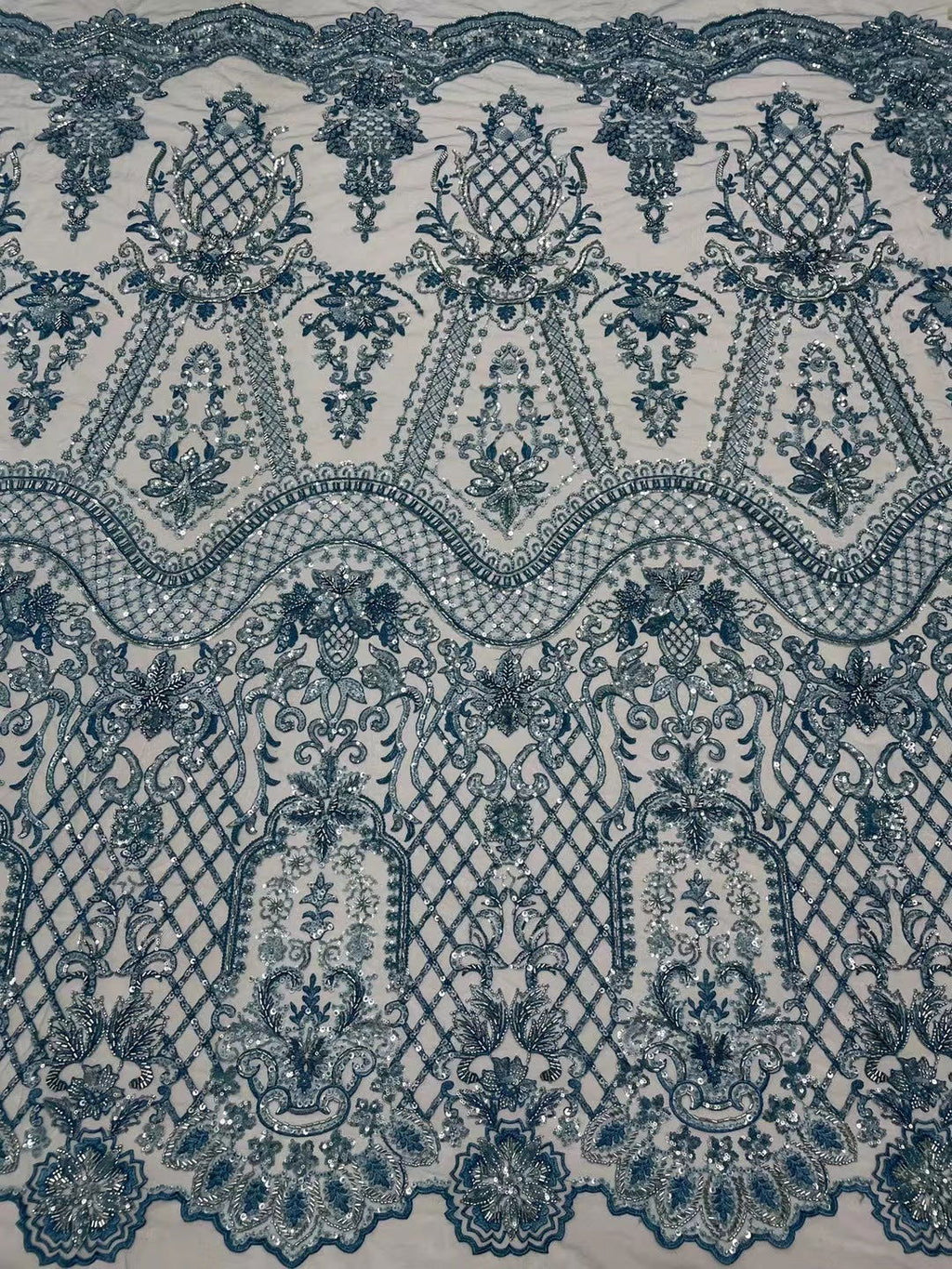 Embroidery Heavy Industry Beaded Tulle Lace Fabric - CHRISTDEST GLOBAL SERVICE