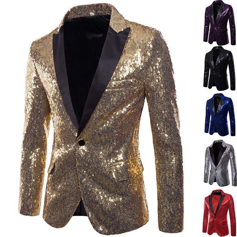 European And American Performance Dress Gold Sequined Suit - CHRISTDEST GLOBAL SERVICE