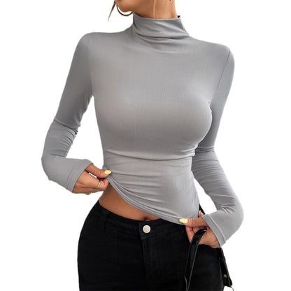 European and American autumn and winter women's Y2K slim fit solid color knitted base long sleeved top - CHRISTDEST GLOBAL SERVICE