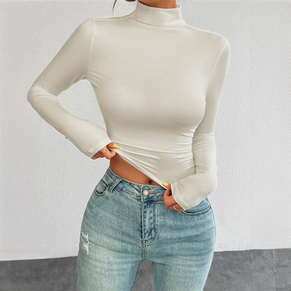 European and American autumn and winter women's Y2K slim fit solid color knitted base long sleeved top - CHRISTDEST GLOBAL SERVICE
