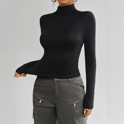 European and American autumn and winter women's Y2K slim fit solid color knitted base long sleeved top - CHRISTDEST GLOBAL SERVICE