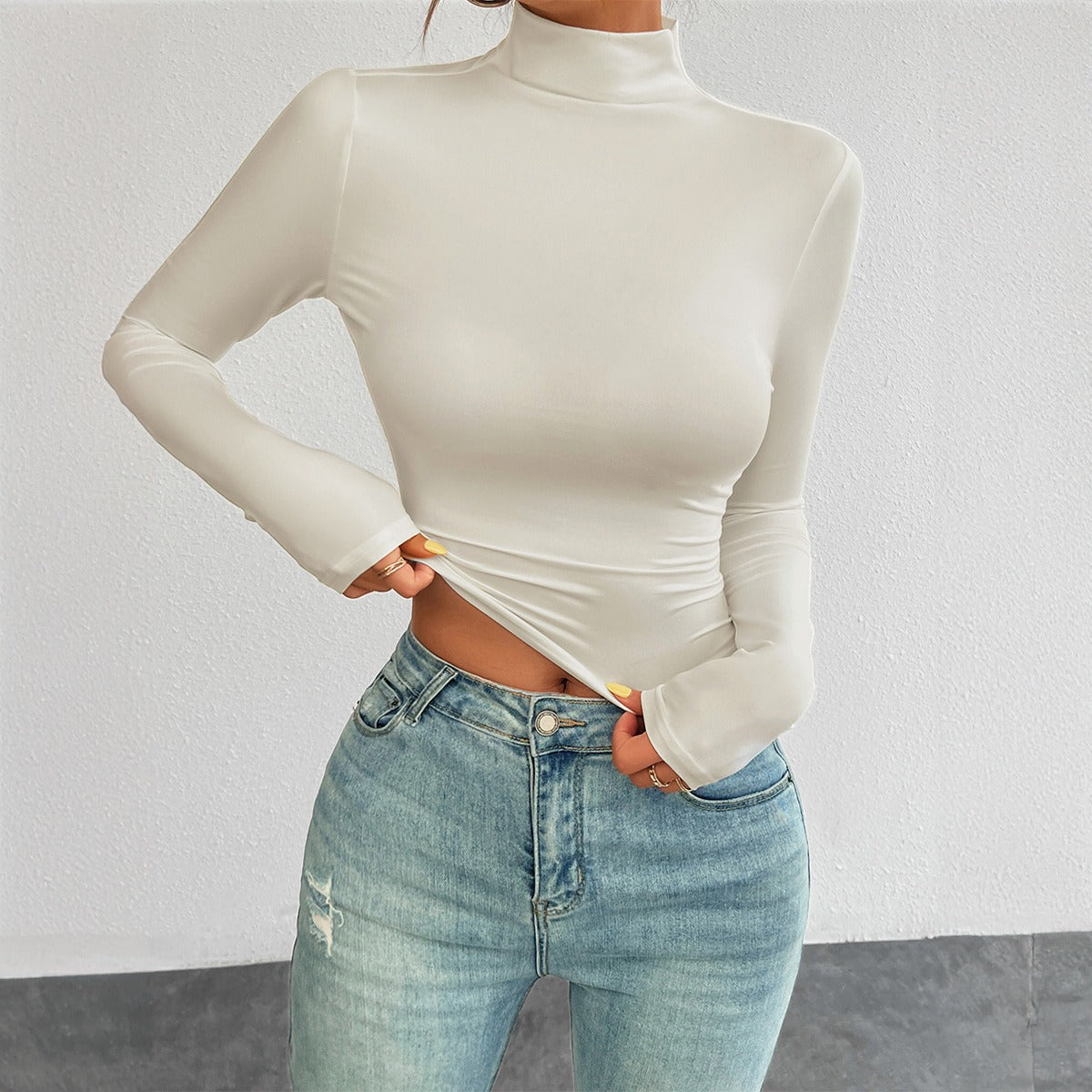 European and American autumn and winter women's Y2K slim fit solid color knitted base long sleeved top - CHRISTDEST GLOBAL SERVICE