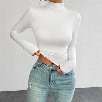 European and American autumn and winter women's Y2K slim fit solid color knitted base long sleeved top - CHRISTDEST GLOBAL SERVICE